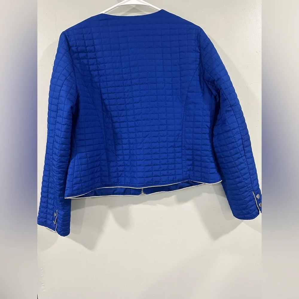Chico's Vibrant Blue Quilted Puffer Jacket size 1 medium